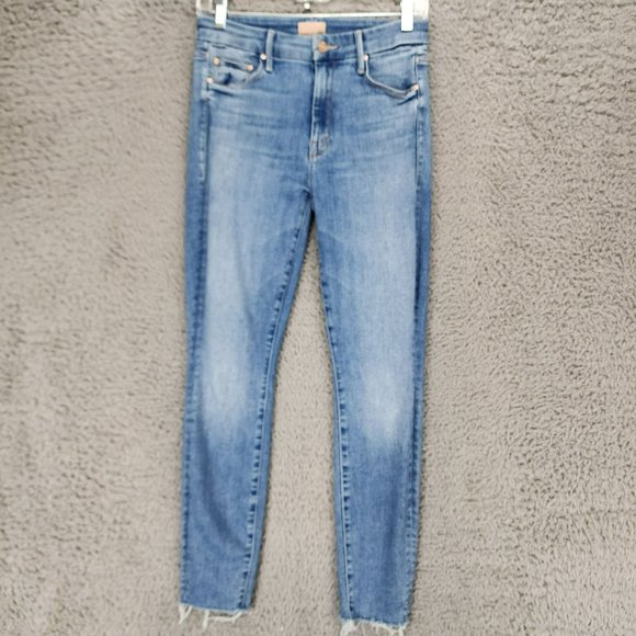 Mother Jeans Womens 26 The Looker Medium Wash Stretch Mid Rise Skinny Ankle Fray - Picture 1 of 16